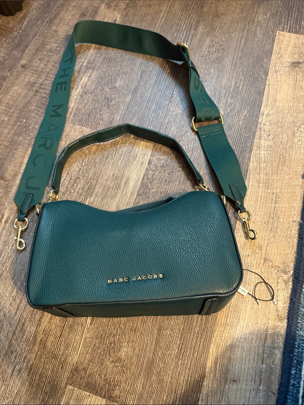 Fashion!! Marc Jacobs Forest Green PU Leather Crossbody Bag with Branded Strap
